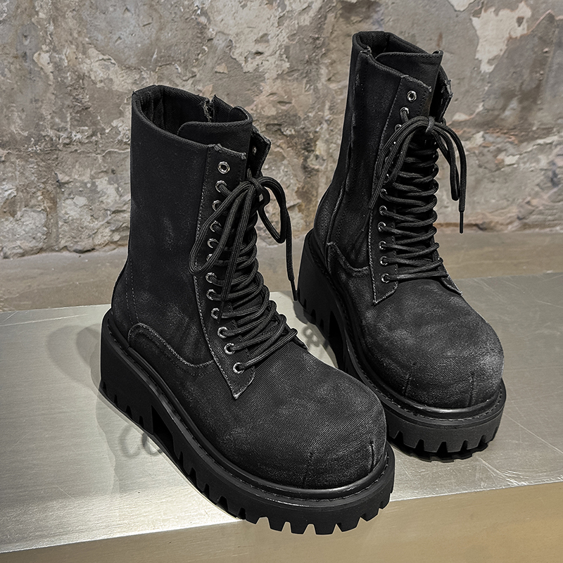 Men'S Shoes Zipper - High Quality Retro Denim High Top