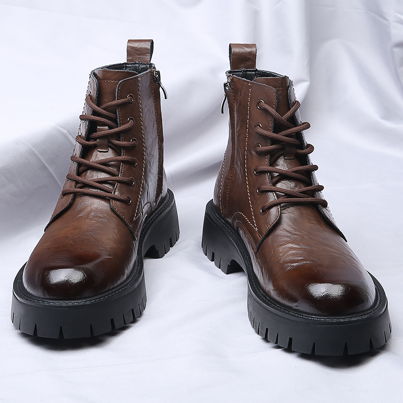 Men'S Shoes Zipper - Men Side Zipper High Top Boots