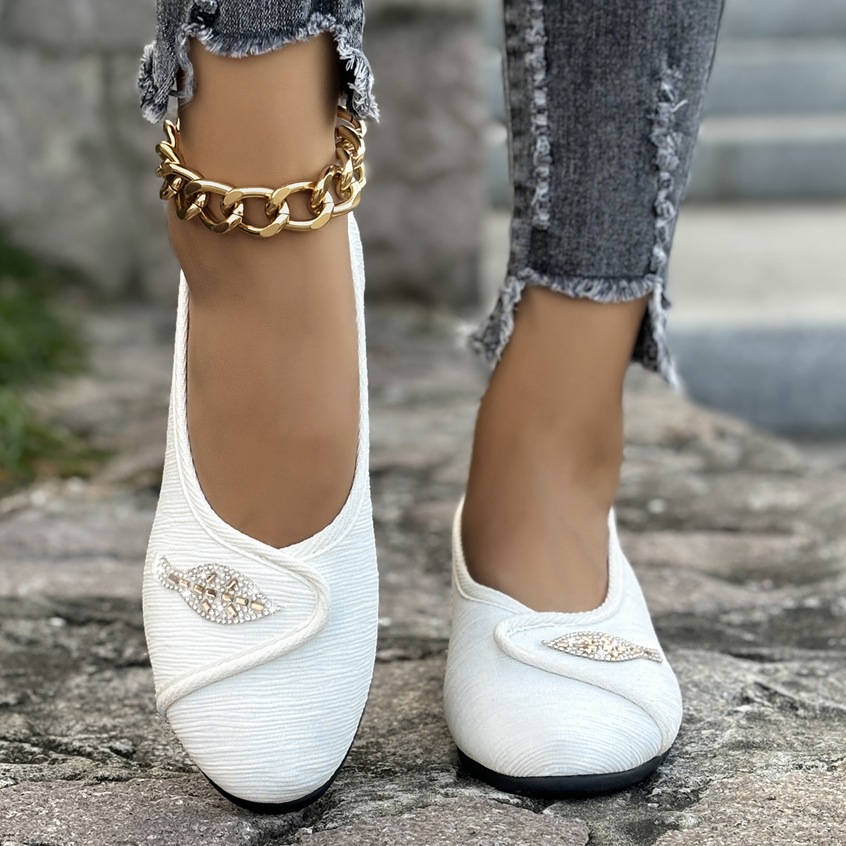 Women's Elegant Rhinestone Fla - Men Shoes Size 评论和价格