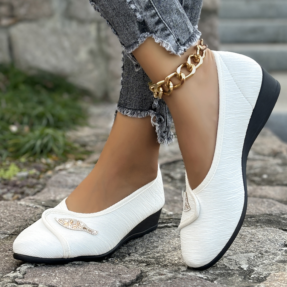 Women's Elegant Rhinestone Fla - Men Shoes Size 评论和价格