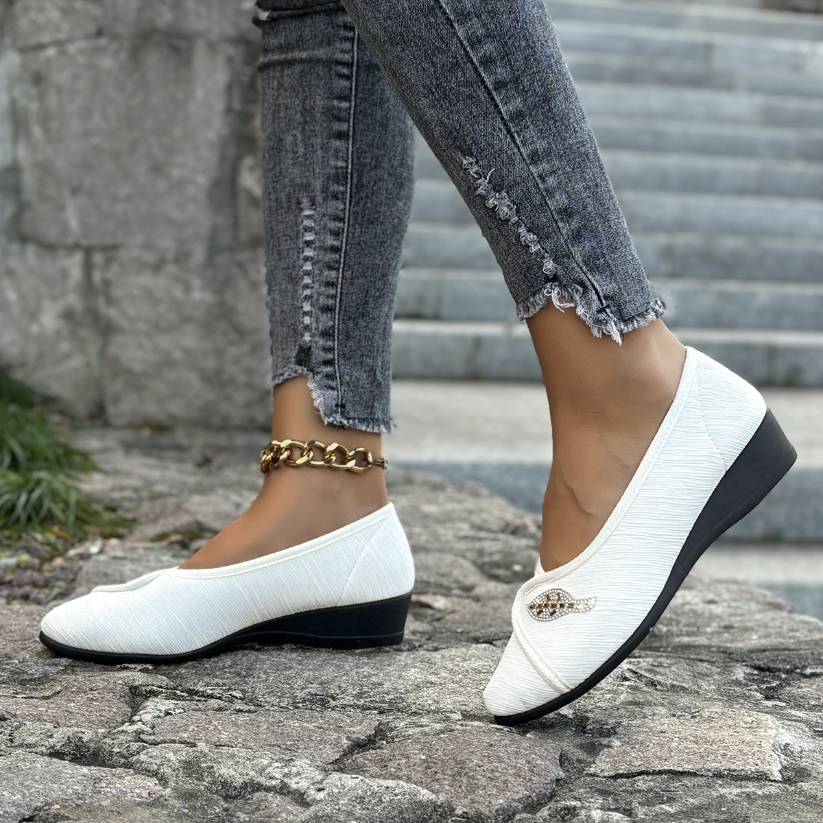 Women's Elegant Rhinestone Fla - Men Shoes Size 评论和价格