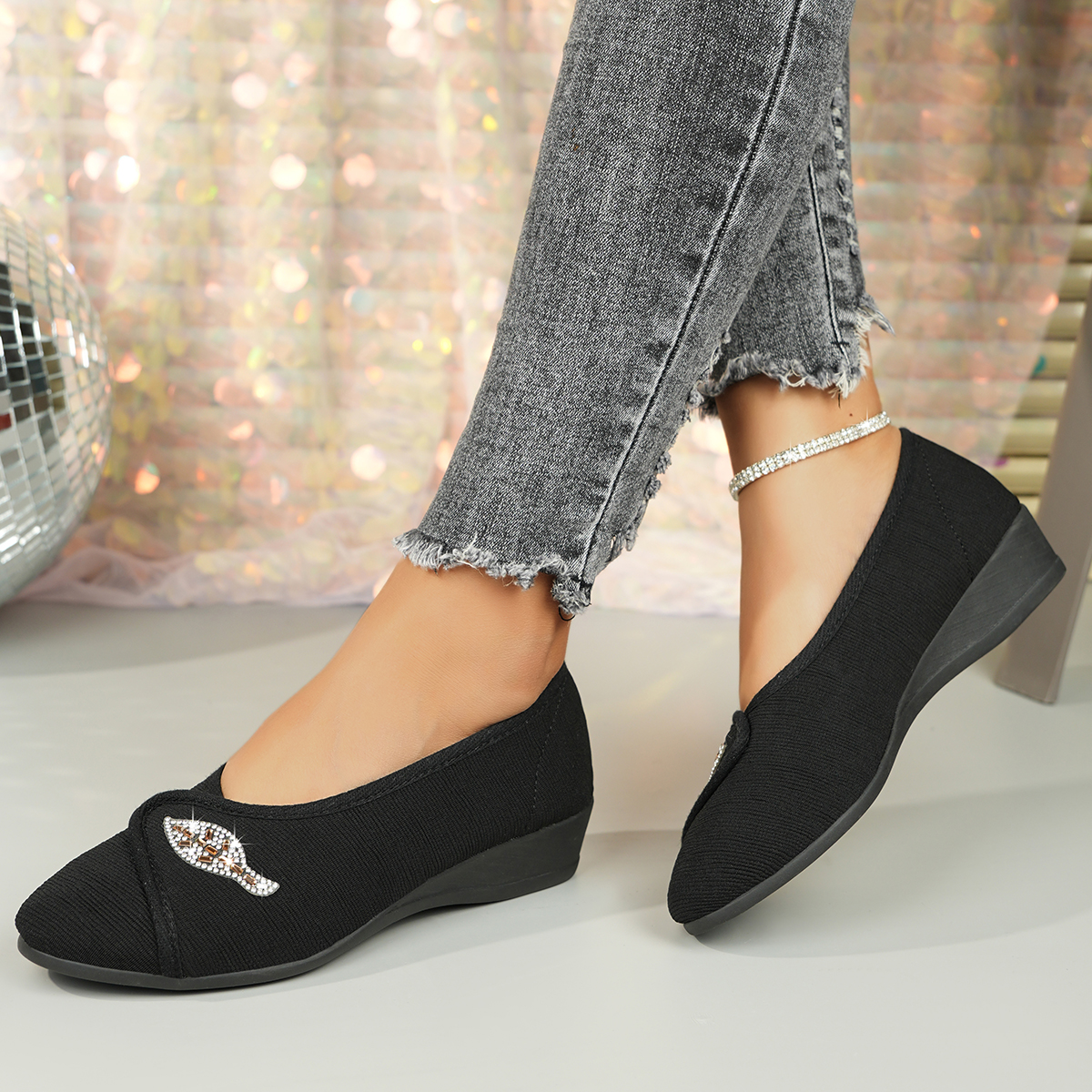 Women's Elegant Rhinestone Fla - Men Shoes Size 评论和价格
