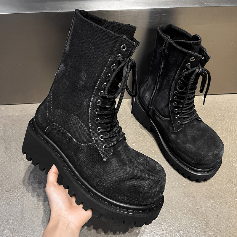 High Quality Retro Denim High  - Men'S Shoes Zipper 评论和价格
