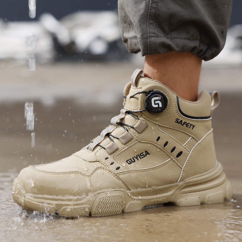 New Rotating Button Men Boots  - Work Boot Steel Toe 评论和价格