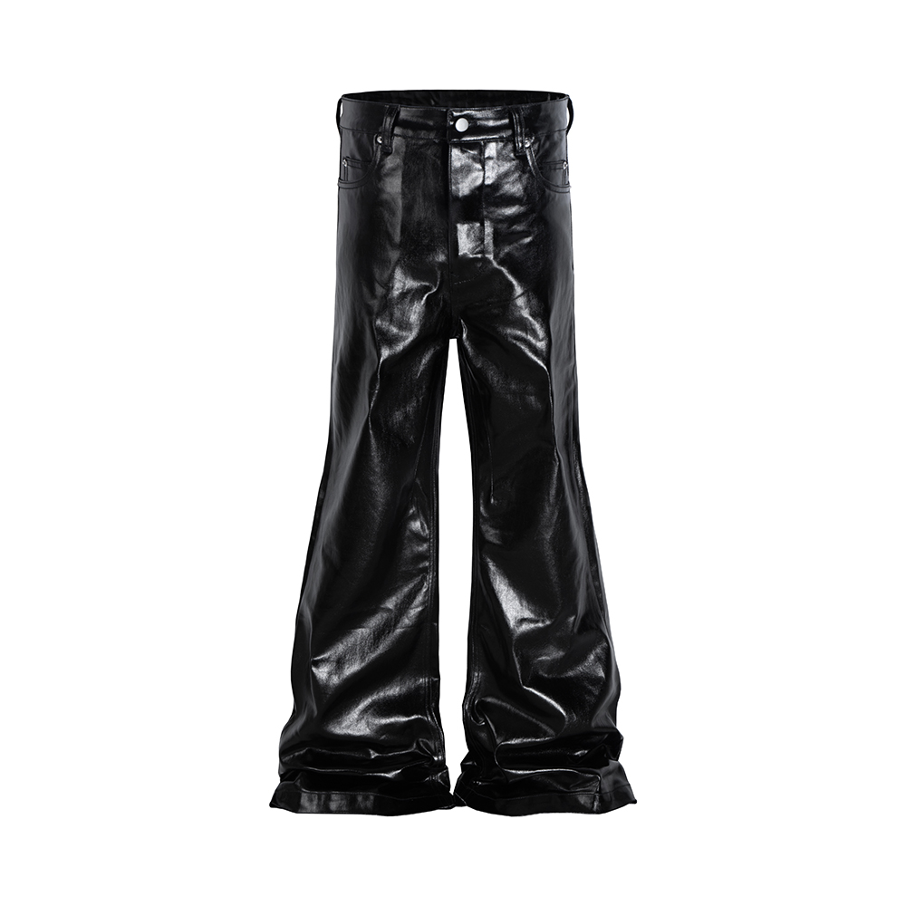 High Street Wide Leg Glossy Pu - Men Shoes Jeans 评论和价格