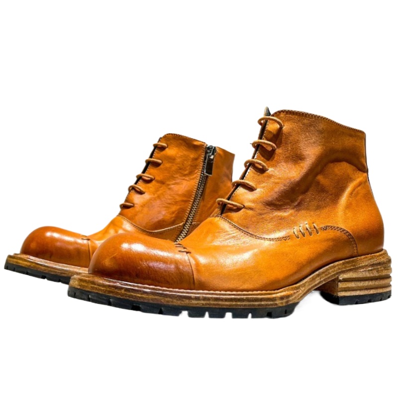Ethnic Style Washed Horsehide  - Men'S Shoes Zipper 评论和价格