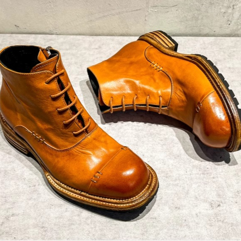 Ethnic Style Washed Horsehide  - Men'S Shoes Zipper 评论和价格