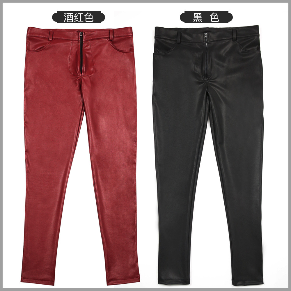 Men's PU Leather Skinny Jeans  - Men Shoes Jeans 评论和价格
