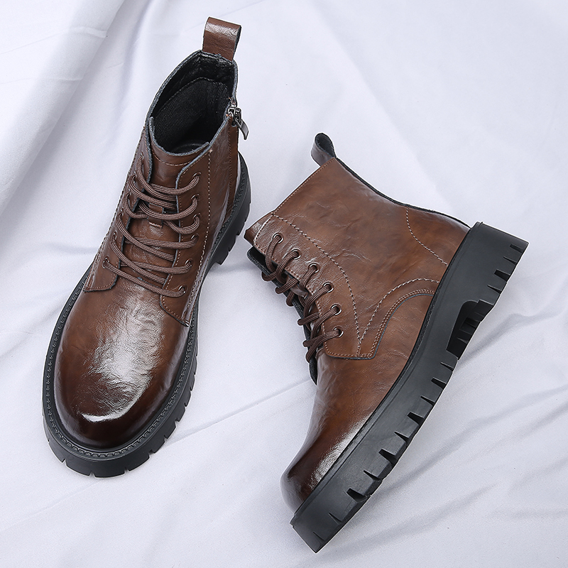 Men Side Zipper High Top Boots - Men'S Shoes Zipper 评论和价格