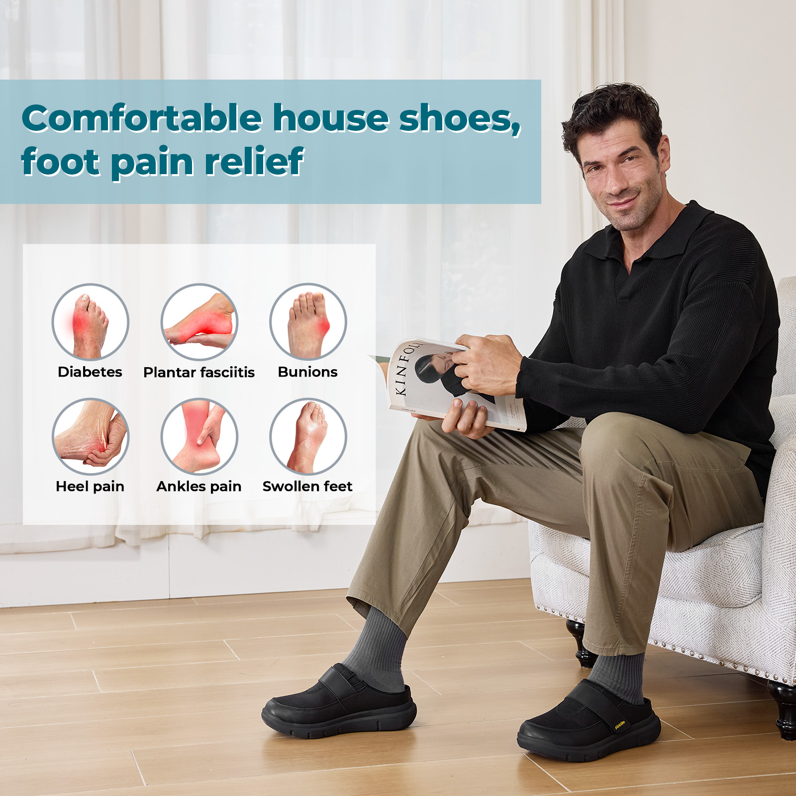 FitVille Wide Fit Men's Half S - Men'S Shoes Plantar Fasciitis 评论和价格