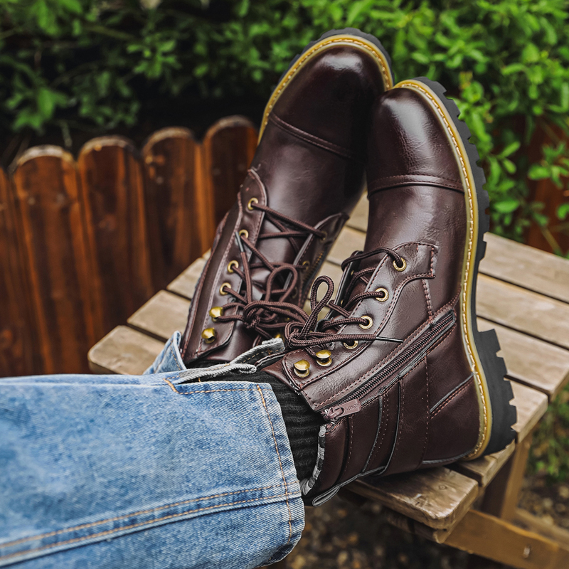Quality Men Leather Boots Meta - Men'S Shoes Zipper 评论和价格
