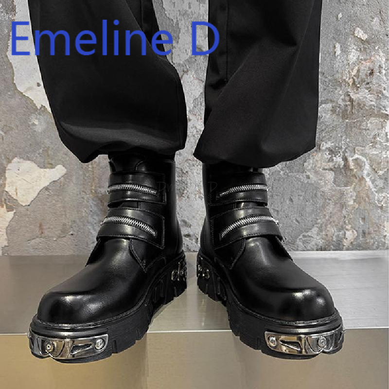 Dark Punk High Top Shoes Fashi - Men'S Shoes Zipper 评论和价格
