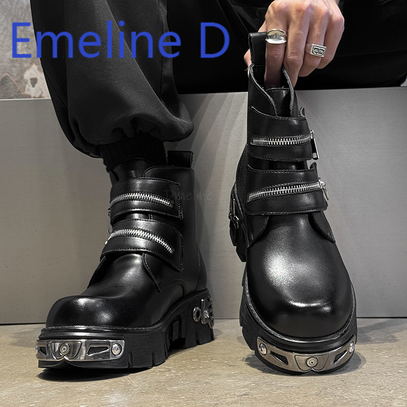 Dark Punk High Top Shoes Fashi - Men'S Shoes Zipper 评论和价格