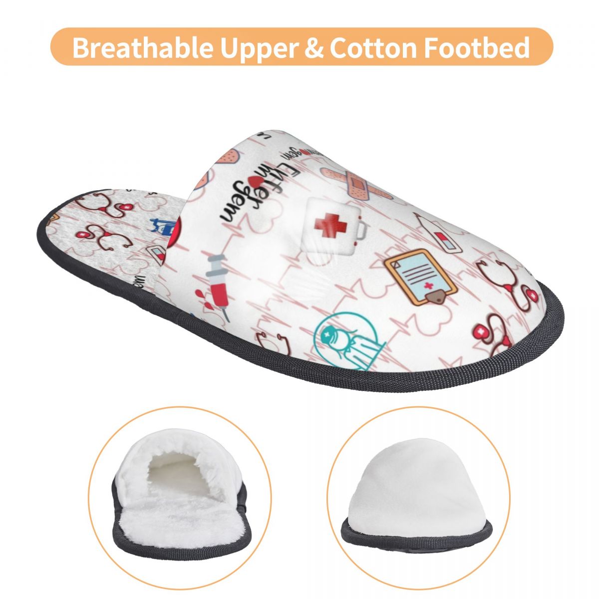 Print Heartbeat And Stethoscop - Men'S Shoes With Memory Foam 评论和价格