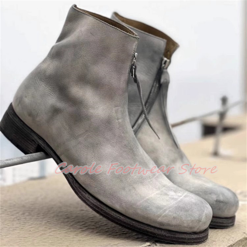 British Style Round Toe Chunky - Men'S Shoes Zipper 评论和价格
