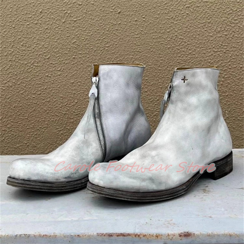 British Style Round Toe Chunky - Men'S Shoes Zipper 评论和价格