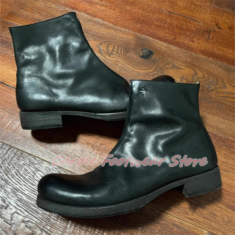 British Style Round Toe Chunky - Men'S Shoes Zipper 评论和价格