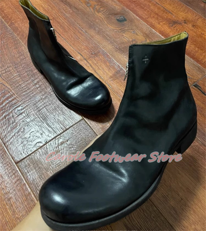 British Style Round Toe Chunky - Men'S Shoes Zipper 评论和价格